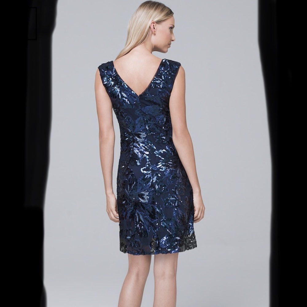 NWT WHBM Navy Blue Sequin Shirt Dress - Picture 2 of 5